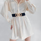 Women's Geometric Buckle Elastic Wide Belt