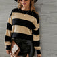 Two-Tone Round Neck Dropped Shoulder Sweater