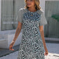 SO SASSY Leopard Round Neck Short Sleeve Mini Dress