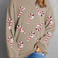 Christmas Themed Sequin Candy Cane Round Neck Sweatshirt
