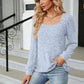 Full Size Tosha Ribbed Square Neck Long Sleeve T-Shirt