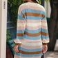 Full Size Striped Long Sleeve Openwork Cardigan