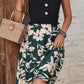 Forest Green Two-Tone Decorative Button Frilled Dress