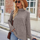 Laken Jay Ribbed Turtleneck Long Sleeve Slit Knit Top