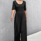 Women's Scoop Neck Half Sleeve Wide Leg Jumpsuit