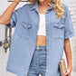 Women's Collared Neck Short Sleeve Denim Jacket