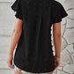 Swiss Dot Notched Cap Sleeve T-Shirt