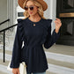 Round Neck Ruffled Peplum Blouse