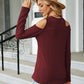 Full Size Dropped Shoulder Long Sleeve Blouse