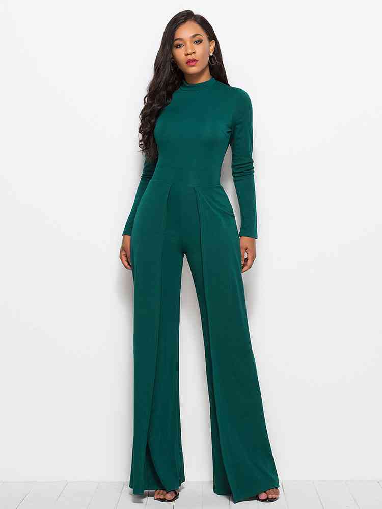 SavannahJayJumpers Long Sleeve Mock Neck Wide Leg Jumpsuit