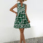 Printed Notched Sleeveless Tiered Dress