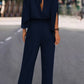 Tie Back Mock Neck Split Sleeve Jumpsuit