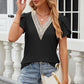 Eyelet V-Neck Petal Sleeve T-Shirt