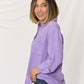 Zenana Texture Button Up Raw Hem Long Sleeve Shirt - Brand Zenana