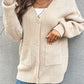 Button Front Drop Shoulder Waffle Cardigan