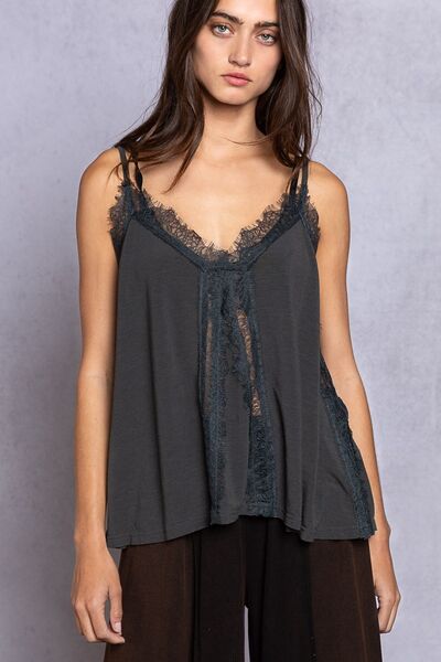 POL Lace Detail V-Neck Cami *