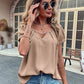 Pearl Detail Notched Short Sleeve Blouse