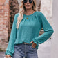 Long Flounce Sleeve Round Neck Blouse