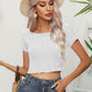 Cable-Knit Round Neck Short Sleeve Knit Top
