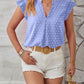 Swiss Dot Ruffled Cap Sleeve T-Shirt