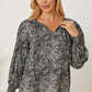 Women's Salena Printed Tie Neck Lantern Sleeve Blouse