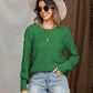 Openwork Round Neck Raglan Sleeve Sweater