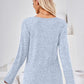 Hannah Mea Ribbed Buttoned Round Neck Slit T-Shirt