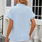 Notched Short Sleeve Blouse
