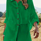H.H.J. Texture Button Up Shirt and Shorts Set