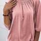 Full Size Gathered Detail Round Neck T-Shirt