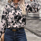 Printed Tie Neck Balloon Sleeve Blouse