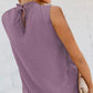 ROSE&THORN Full Size Smocked Tie Back Frill Trim Tank