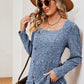 Decorative Button Square Neck T-Shirt