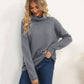 Slit Turtleneck Dropped Shoulder Sweater