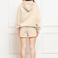 Drop Shoulder Long Sleeve Hoodie and Shorts Set