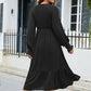 Swiss Dot V-Neck Smocked Lantern Sleeve Ruffle Hem Dress