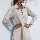Lace Up Collar Shirt Dress