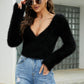 Surplice Long Sleeve Cropped Sweater