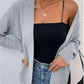 Open Front Rib-Knit Cardigan with Pockets
