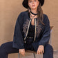 Plus Size Embroidered Open Front Jacket