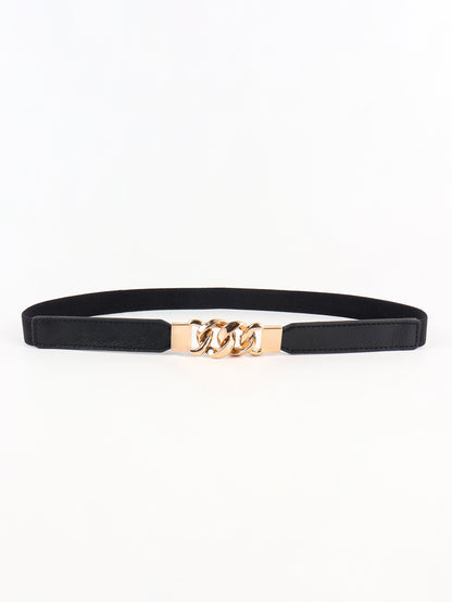 Women's Zinc Alloy Buckle Elastic PU Belt