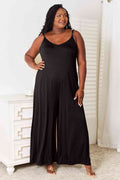 Double Take Full Size Soft Rayon Spaghetti Strap Tied Wide Leg Jumpsuit *