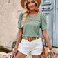 Openwork Round Neck Short Sleeve T-Shirt