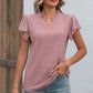 Eyelet Notched Flutter Sleeve T-Shirt