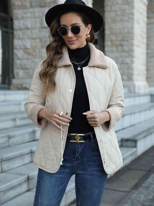 FashionToFigureTrends White Snap Down Collared Jacket