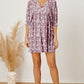 Women's DentaCosmo Floral Tie Neck Ruched Babydoll Dress