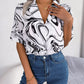 SoBeautiful Printed Lapel Collar Shirt