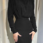 Ruched Turtleneck Long Sleeve Dress