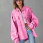 Full Size Dropped Shoulder Raw Hem Jacket