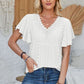 Eyelet Applique V-Neck Cap Sleeve T-Shirt